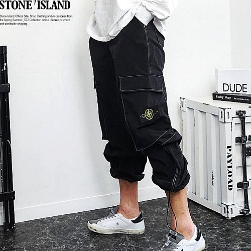 스톤아일*드 STONE ISLAND 스티치 카고 밴딩팬츠