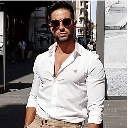 프*다 PRADA 사피아노 로고 코튼셔츠