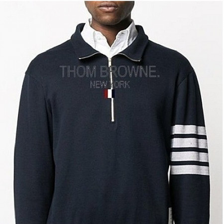 THOM BROWNE 시그니쳐 카라 4BAR 집업 니트