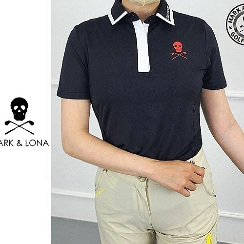 마크앤*나 MARK&LONA 스컬배색 카라티