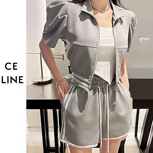 셀*느 투웨이 집업 크롭 반바지 SET