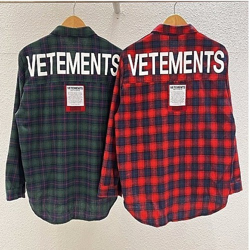 VETEMENTS 백나염 체크패치 롱셔츠