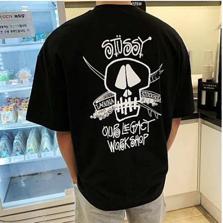 아워레가시 x 스투시 스컬 반팔 티셔츠