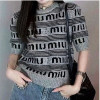 미우미우 MIUMIU 레터링 라인 반팔니트