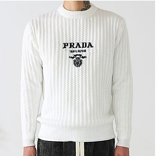 PRADA 레터링 로고 코튼 크루넥 니트