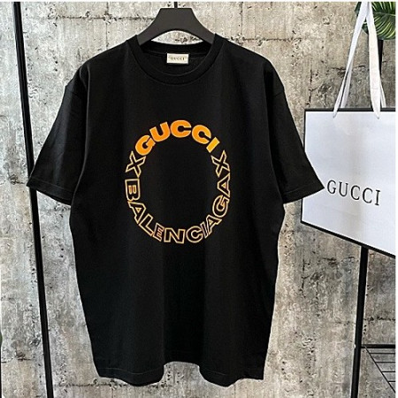 GUCCI x 발렌시*가 로고 티셔츠