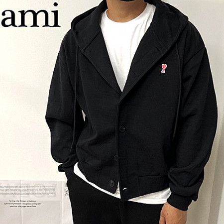 AMI 스몰하트 패치 후드자켓