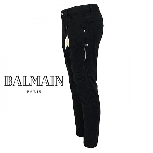 BALMAIN 사이드 지퍼 카고 블랙 슬림 일자진