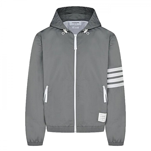 THOM BROWNE 립스탑 메시 4BAR 후드자켓