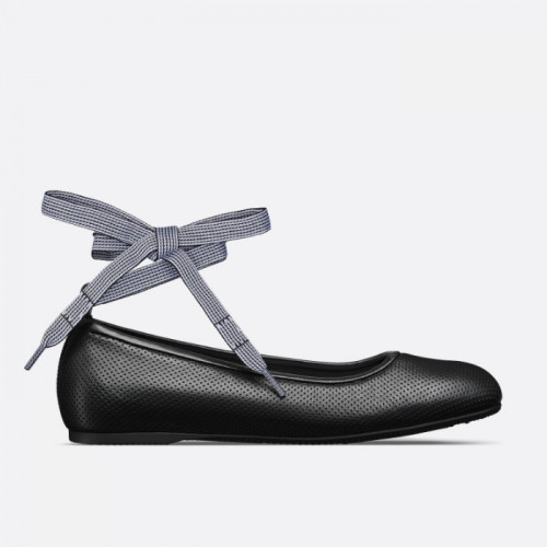 DIOR D-Journey 레이스업 발레 플랫 - 블랙