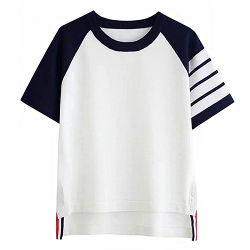 THOMBROWNE 기본 배색 반팔 니트