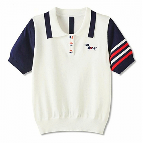 THOMBROWNE 헥터 칼라단추 카라 반팔니트