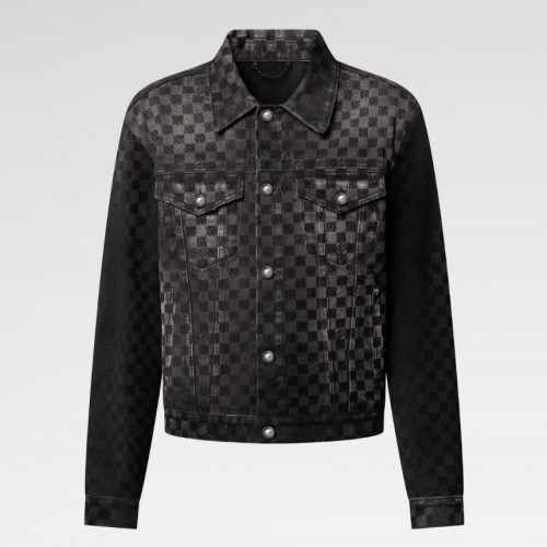 LOUIS VUITTON 플록드 다미에 데님 트러커 재킷