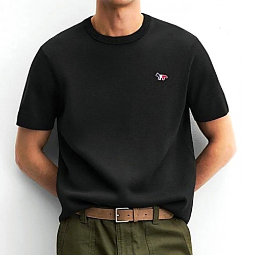 MAISON KITSUNE 트리컬러 라운드 니트반팔