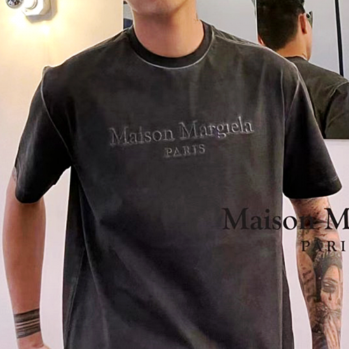Maison Margiela 피그먼트 레터링 자수 티셔츠