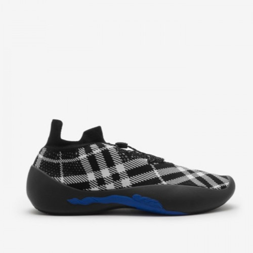 버버리 체크 니트 넵튠 스니커즈 - 블랙