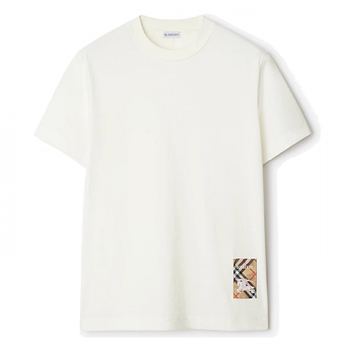 BURBERRY 체크 라벨 코튼 티셔츠