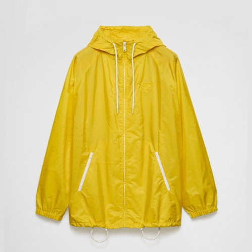 PRADA 경량 리나일론 레인 재킷 - 유자 노랑