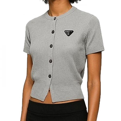 PRADA 라운드 반팔가디건