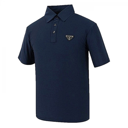 PRADA 실크 카라 반팔 티셔츠