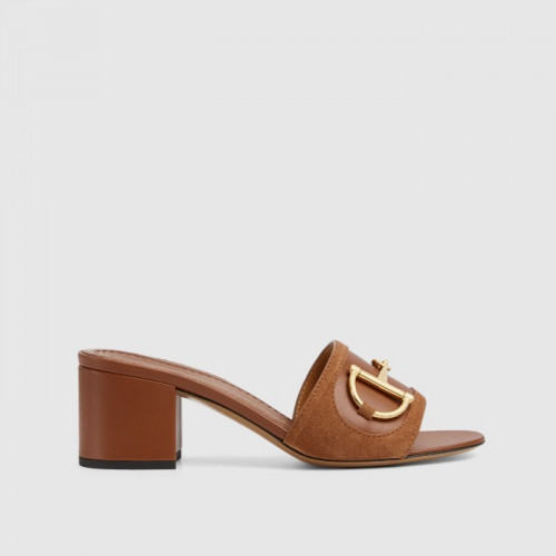 GUCCI 여성 홀스빗 슬라이드 샌들 - 라이트 브라운