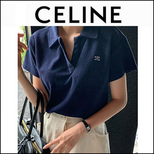 CELINE 오픈 타올 카라 티셔츠