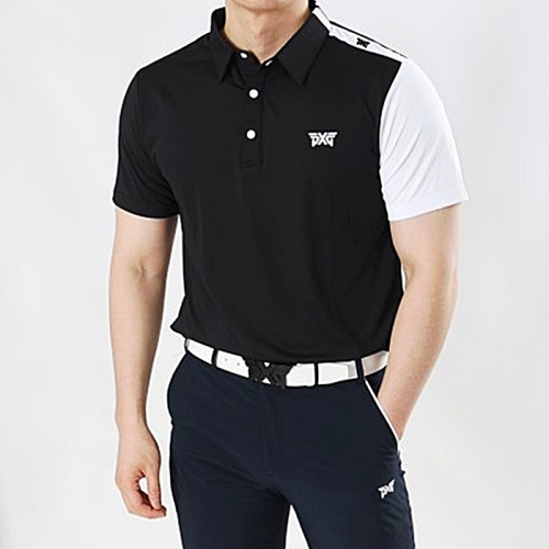 PXG 싱글 팔배색 반팔 카라티셔츠