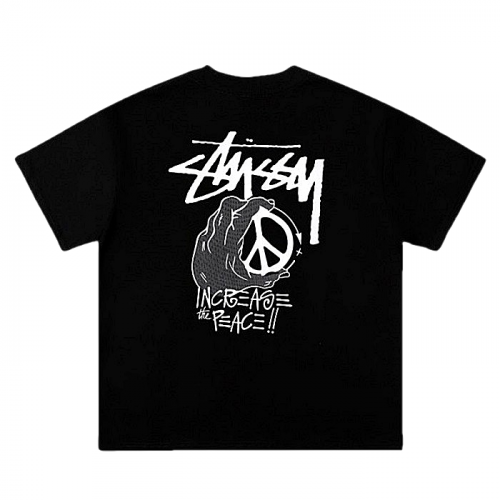 STUSSY 피스핸드 피그먼트 티셔츠