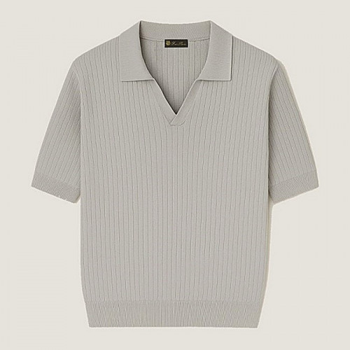 Loro Piana 스톨라인드 실크드 숏슬리브 폴로