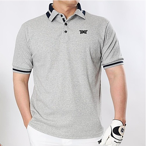 P*G 카라 사각배색 면 카라반팔