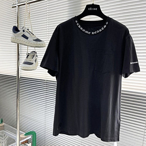 CHROME HEARTS 넥로고 워싱 반팔 티셔츠