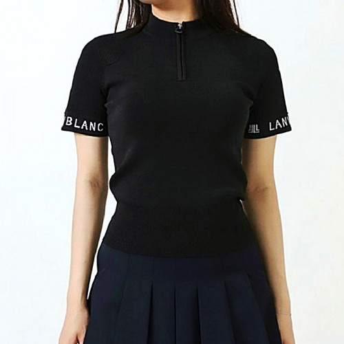 랑방블랑 LANVIN BLANC 로고 자카드 하프 집업 니트 탑