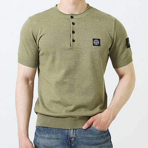 STONE ISLAND 나침반 패치 라운드 넥 반팔니트