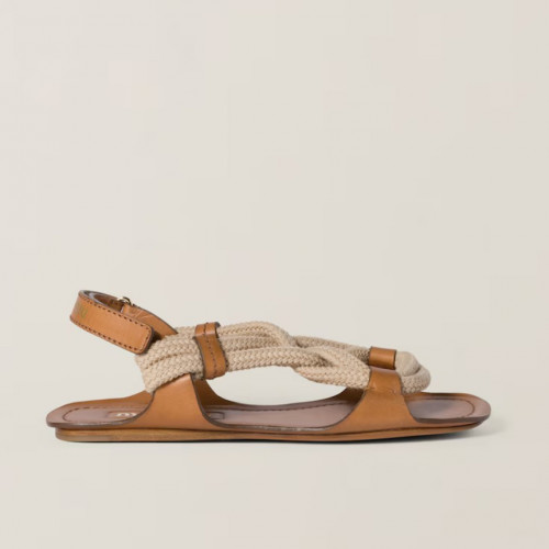 MIU MIU 플랫 코드 샌들 - 내추럴