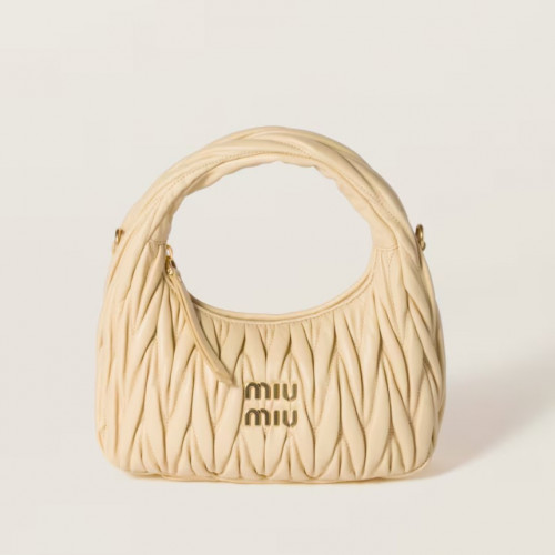 MIU MIU 완더 마테라쎄 나파 가죽 호보 백 스몰 - 소이 그린