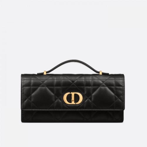 DIOR Miss Caro 탑 핸들 파우치 - 블랙 매크로까나쥬