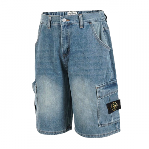 STONE ISLAND 6부 뒷밴딩 카고 버뮤다 팬츠