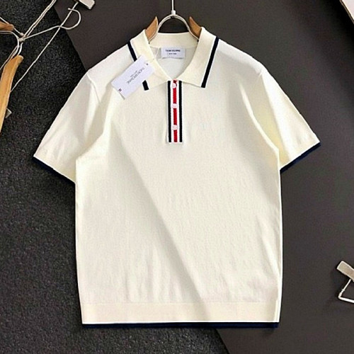 THOMBROWNE 삼선 배색 넥카라 니트