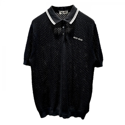 MIUMIU 아이코닉 크로셰 숏슬리브 폴로