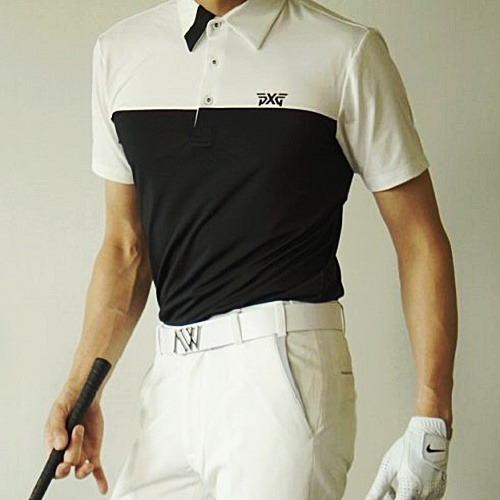 P*G GOLF 배색 포인트 카라 티셔츠 140