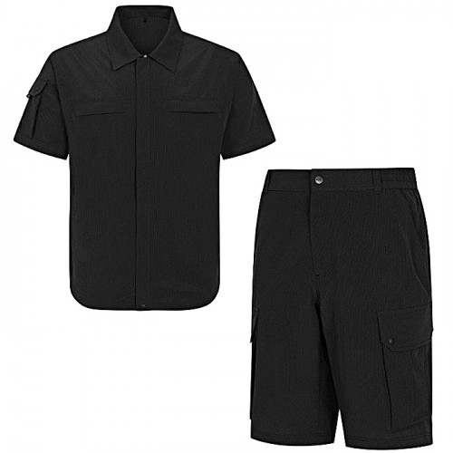 AMAZING_CRE 트래블부스터 에어홀 티셔츠&카고 숏팬츠 SET