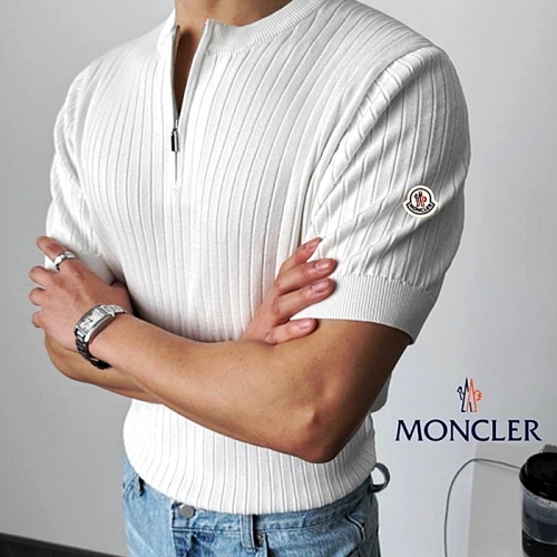 MONCLER 머슬 골지 반집업 반팔니트