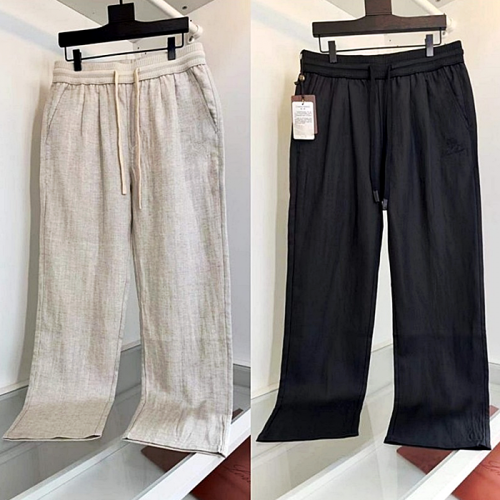 Loro Piana 자수 파츠로고 린넨 와이드 팬츠