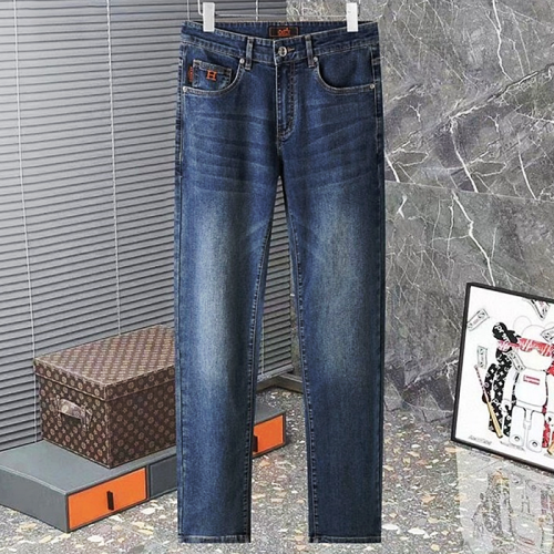 HERMES H파츠 포인트 로고 스판 데님진