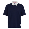 THOM BROWNE 배색넥 로고패치 코튼 카라티