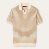 Loro Piana 엘보스트라이프 실크드리넨 숏슬리브 폴로