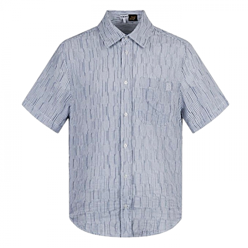 로에베 LOEWE 웨이비 스트라이프 숏슬리브 셔츠