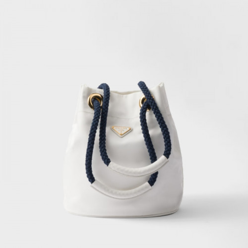 프라다 마리너 스몰 리나일론 버킷 백 - 화이트/발틱 블루