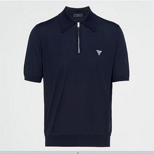 PRADA 파인울 니티드 지퍼숏슬리브 폴로