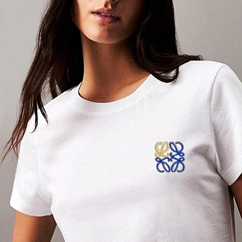 로*베  배색 아나그램 자수로고 반팔티셔츠